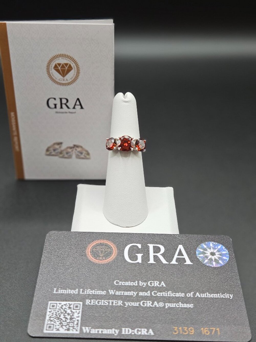 925 Silver Watermelon Red Moissanite Ring 4CTW Sz 9 GRA